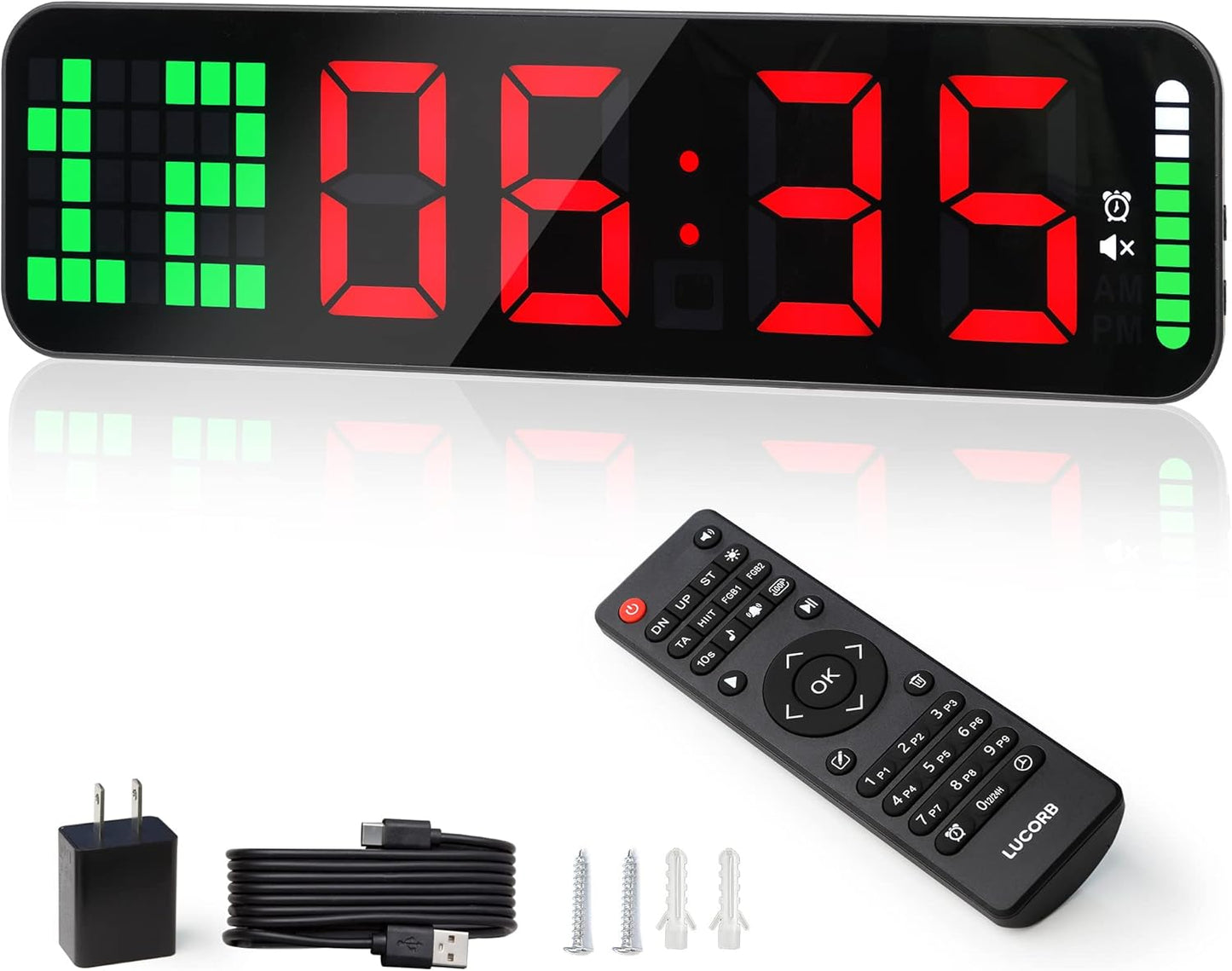 Large Digital Gym Timer with Remote Control for Workouts