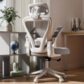Computer Desk Chair High Back Mesh with Adjustable Lumbar - White Grey