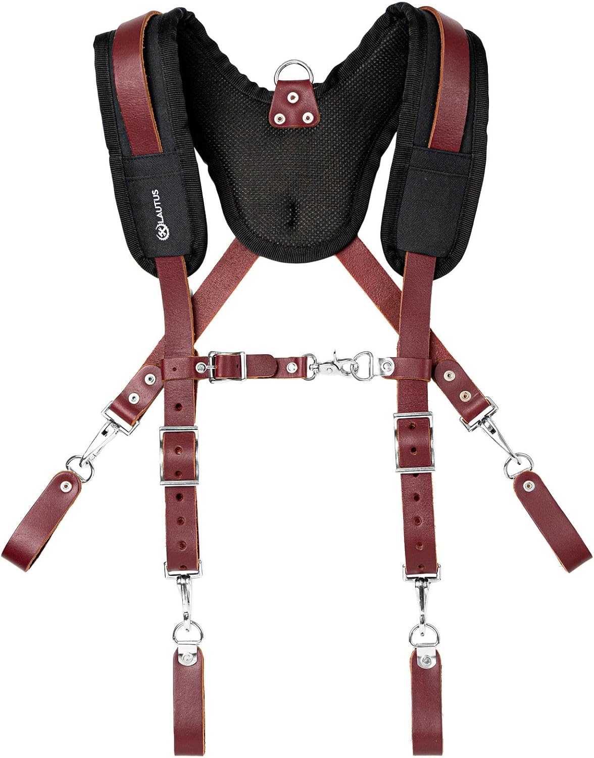 LAUTUS Leather Padded Tool Belt Suspenders for Heavy Duty Use