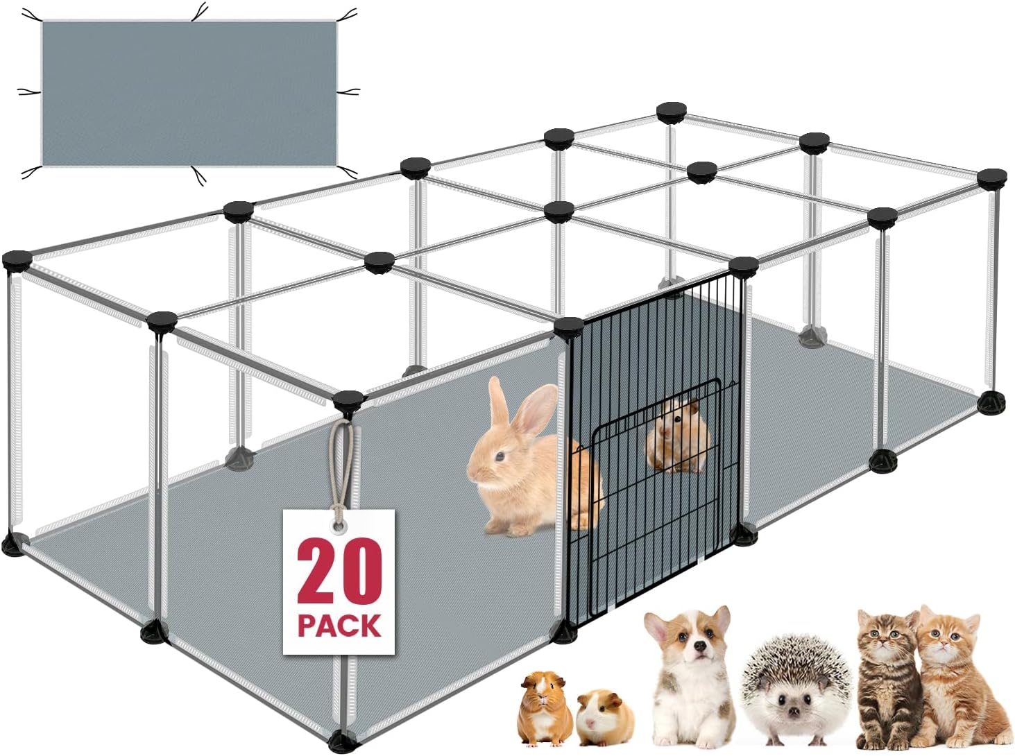 Transparent Pet Playpen for Small Animals - 20 Panels Enclosure