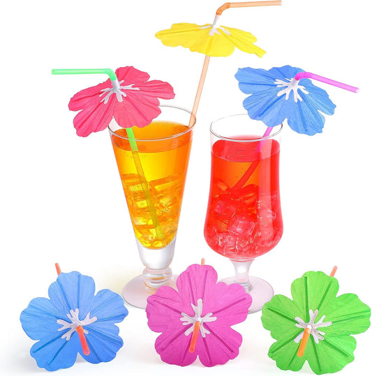 Handmade Tropical Umbrella Straws - Colorful Luau Decor