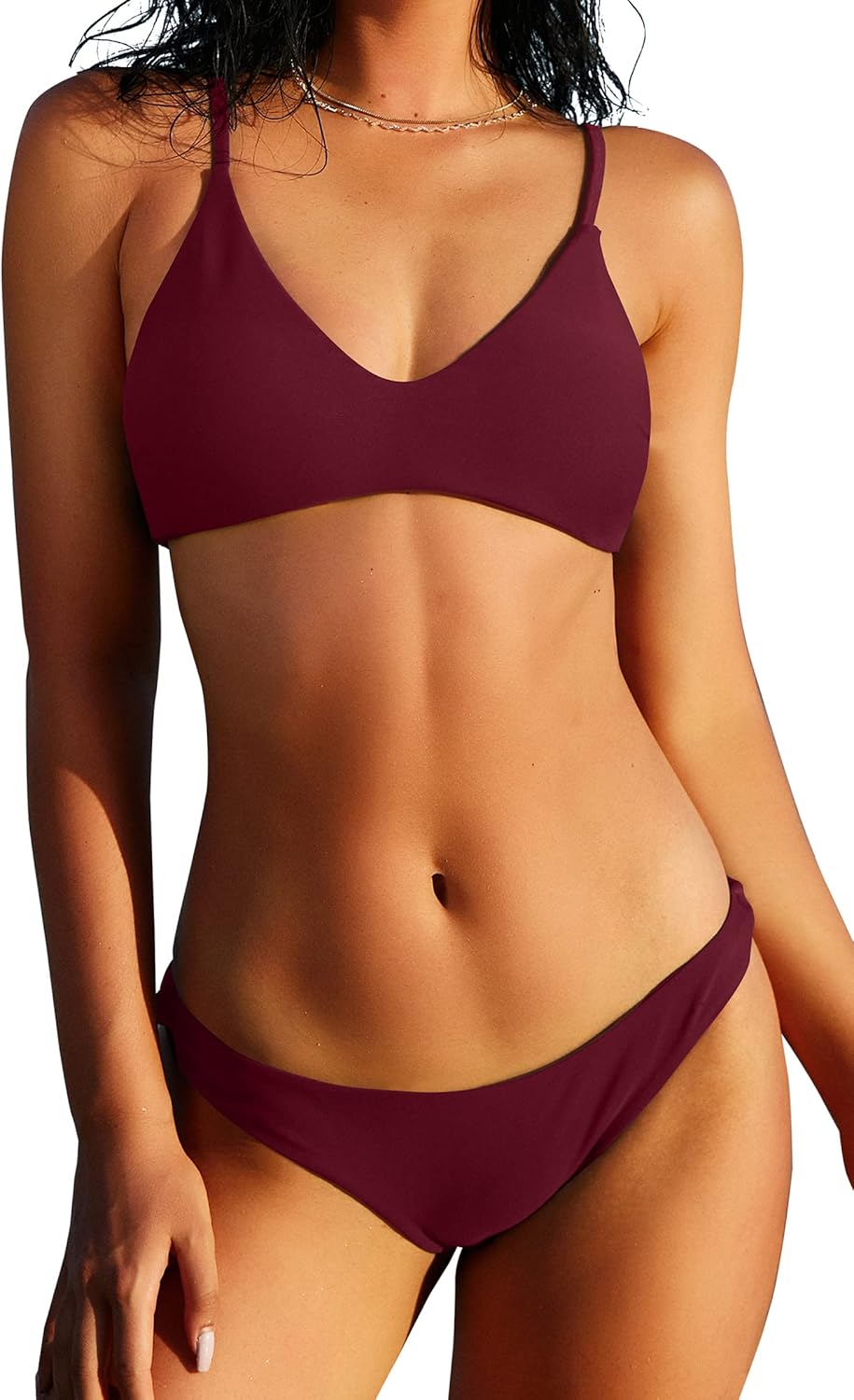 ZAFUL Women's Solid Spaghetti Strap Bralette Bikini Set Review