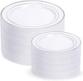 Silver Plastic Plates 200 Pcs - 100 Dinner + 100 Dessert Plates