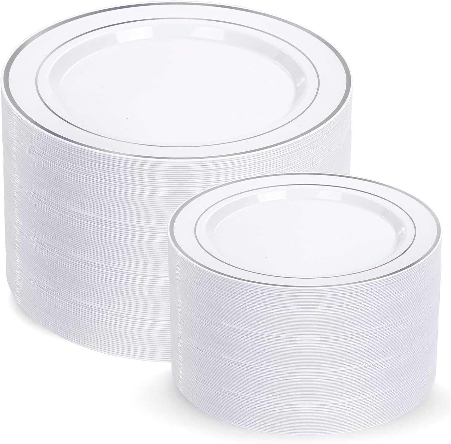 200 Pcs Silver Plastic Plates for Elegant Parties and Events
