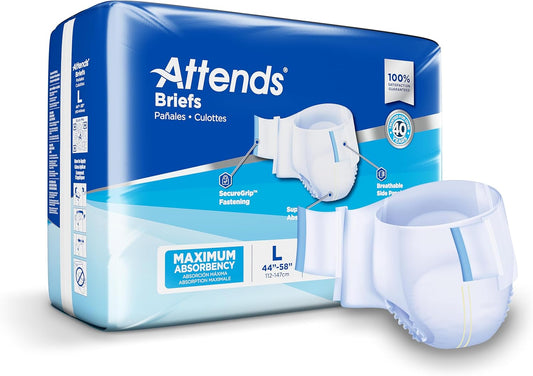 Attends Large Disposable Briefs, Maximum Absorbency, 72ct