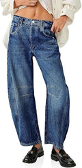 Women's Barrel Wide Leg Mid Rise Baggy Jeans - Versatile Style
