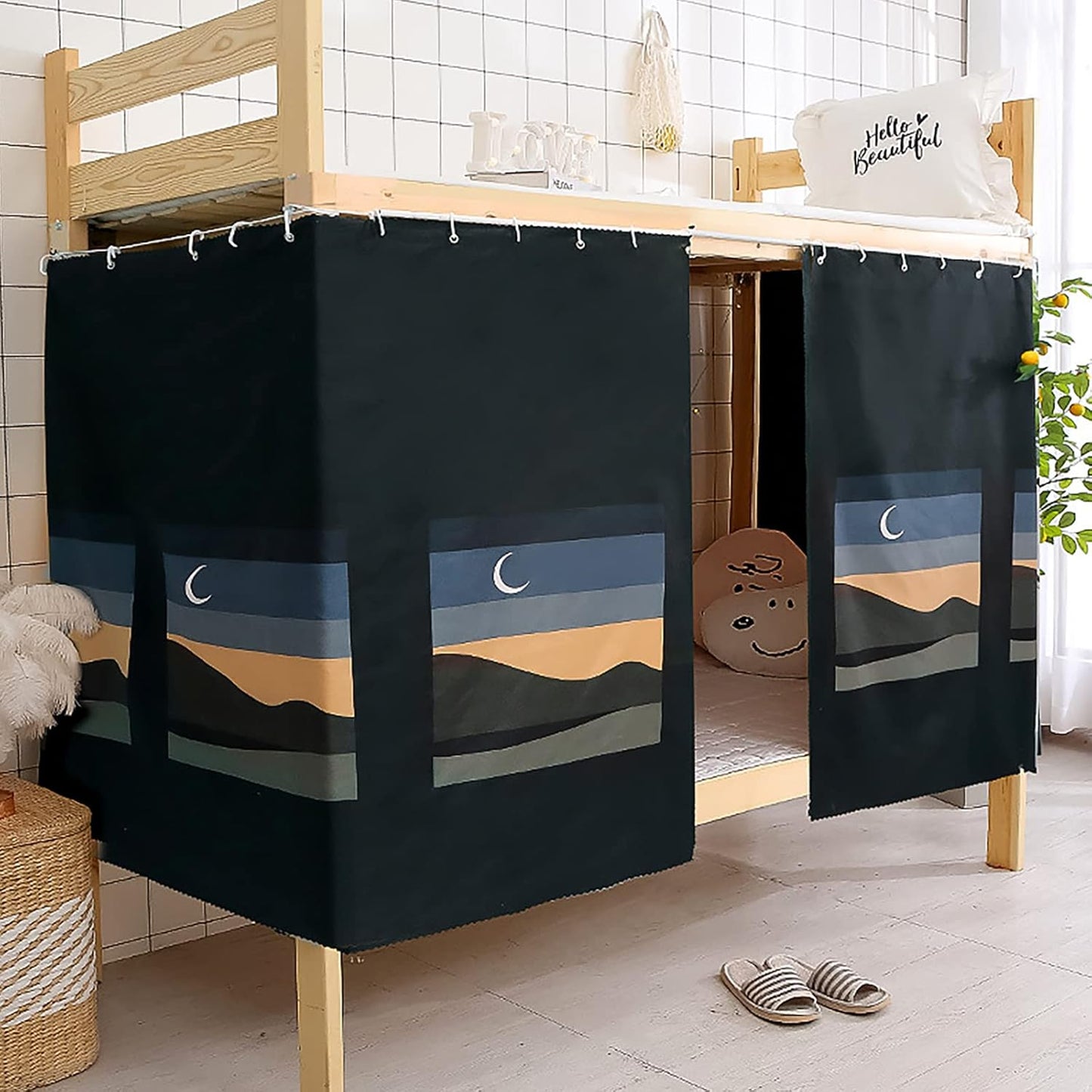 OhMill Lightproof Privacy Curtain - Crescent Moon