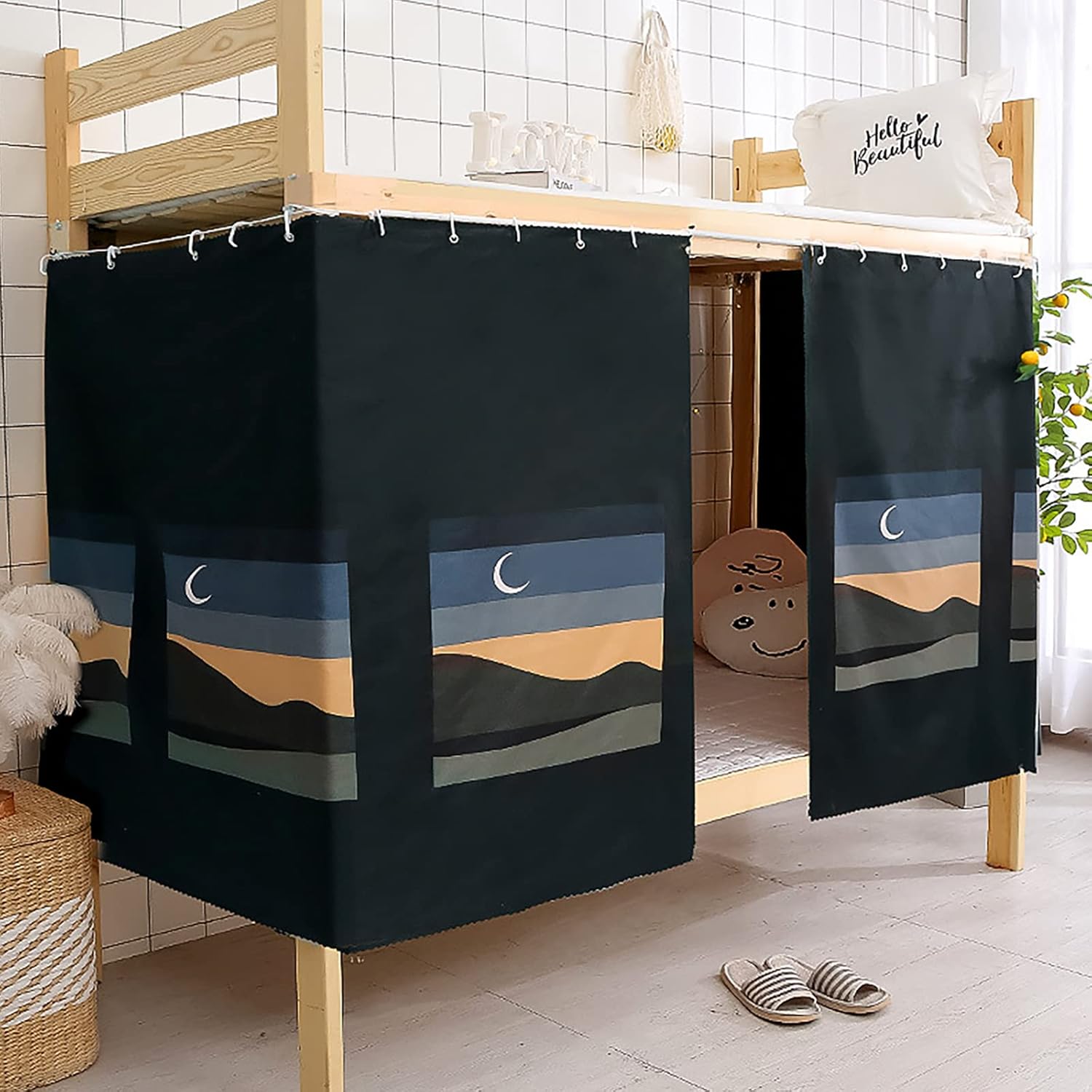 OhMill Lightproof Privacy Curtain - Crescent Moon