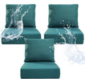 6 in Thick Peacock Blue Outdoor Chair Cushion 3-Set - Waterproof