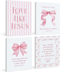 Coquette Pink Bow Canvas Wall Art Decor for Teen Girls Rooms