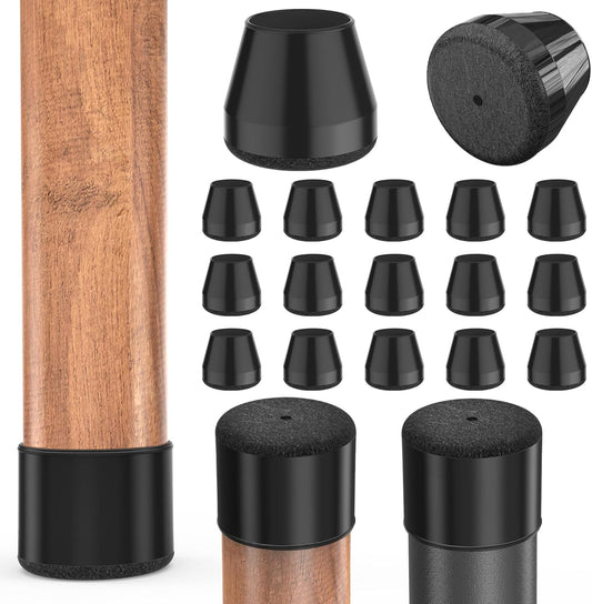 24 Pcs Chair Leg Protectors for Hardwood Floors, Free Movement, Black, CHWM