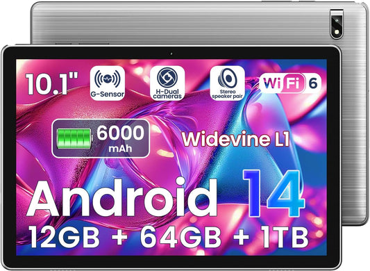 Tablet 10.1 Inch Android 14 with Massive Storage and Power