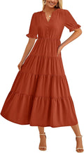 PRETTYGARDEN Women's Summer V Neck Midi Dress - Flattering A-Line