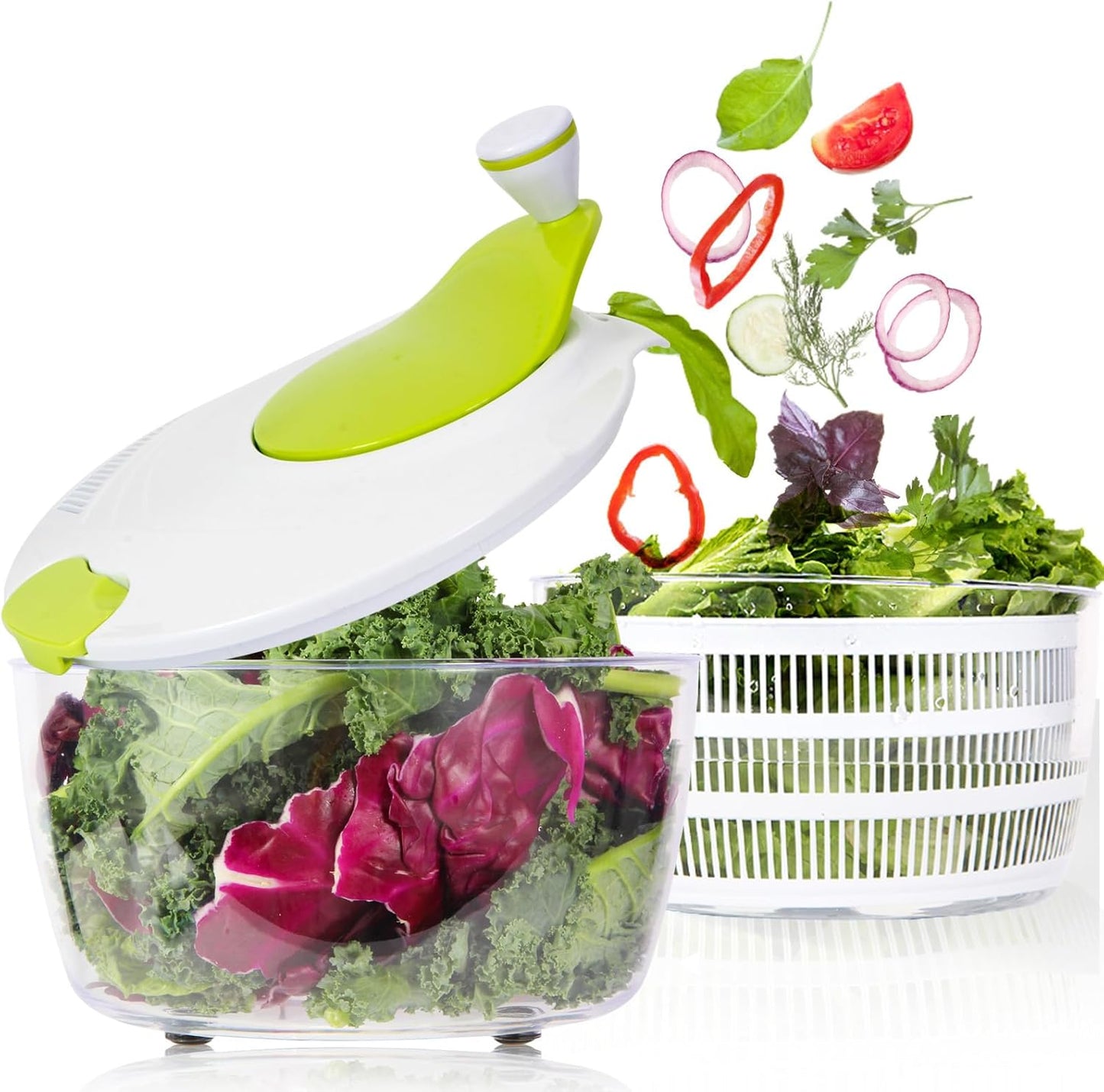 Santozz 4.2 Qt Salad Spinner: Faster Drying, Dual Drain Holes