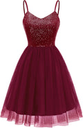 Women's Sparkly Sequin Glitter Spaghetti Strap Mini Dress - Adjustable