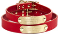 Handmade Personalized Bridle Leather Dog Collar - Engraved Brass Tag
