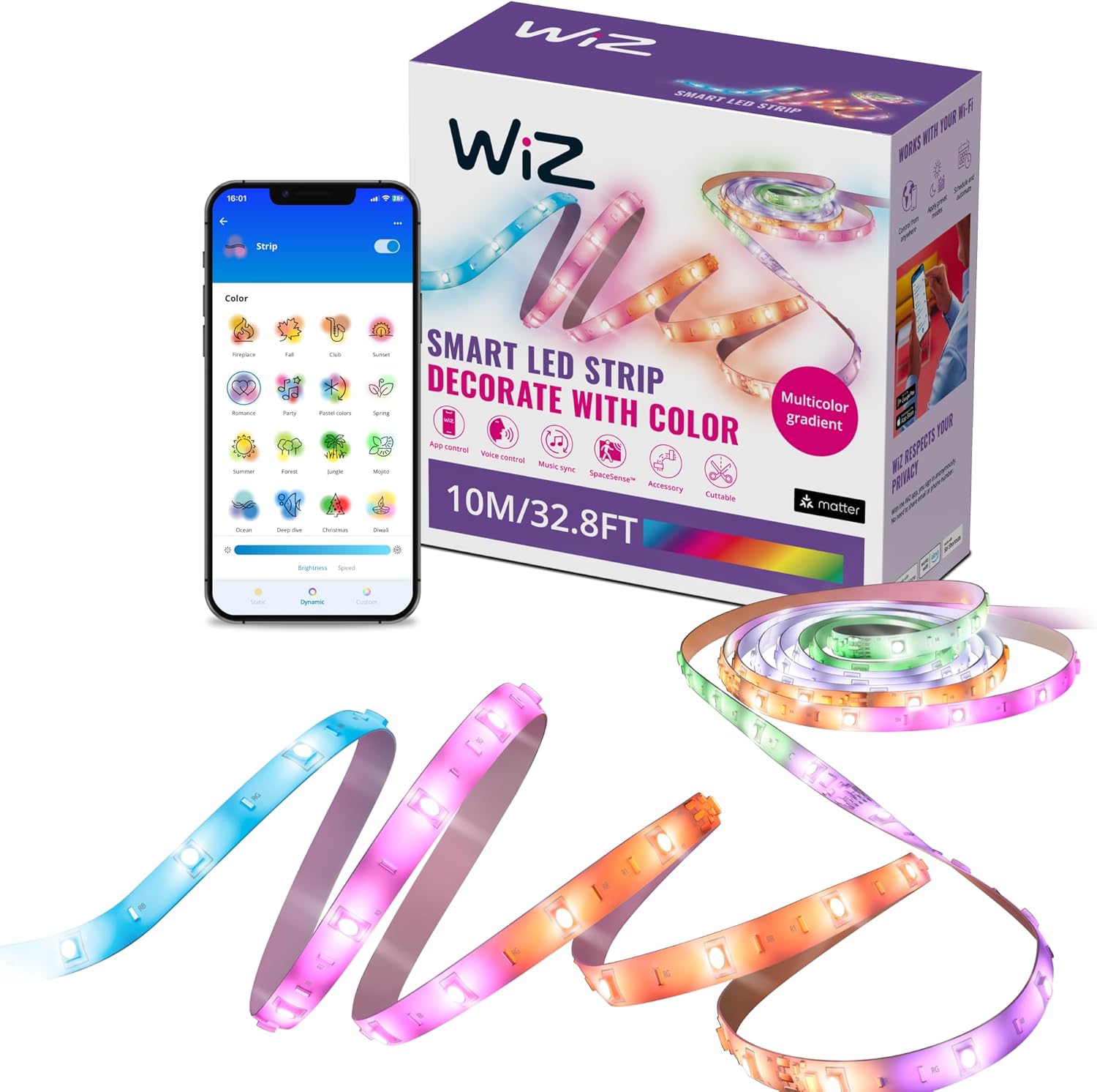 WiZ Connected 32.8 ft LED Light Strip for Smart Home Use