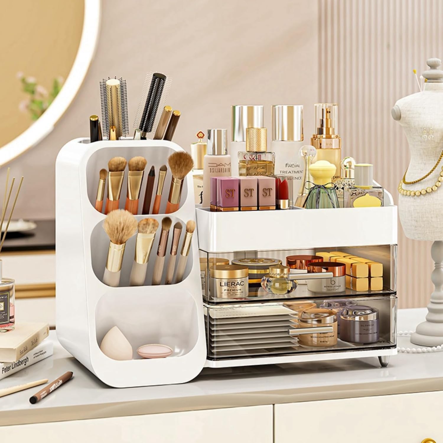 Makeup Organizer with Drawers for Vanity and Bathroom Storage