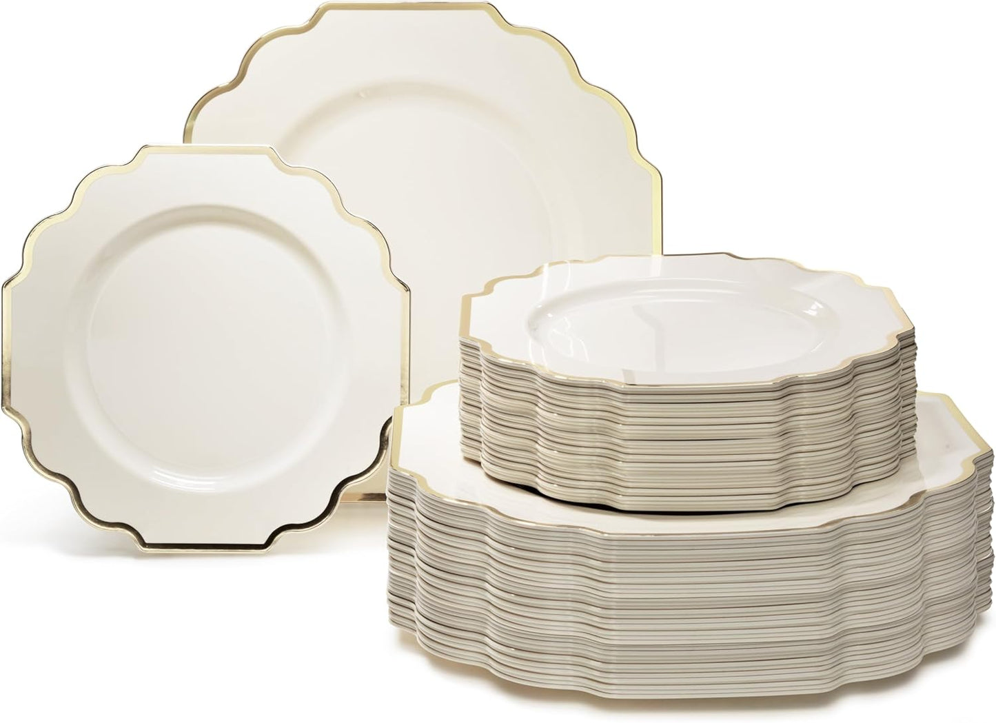 Elegant Heavyweight Disposable Plastic Plates Set for Weddings