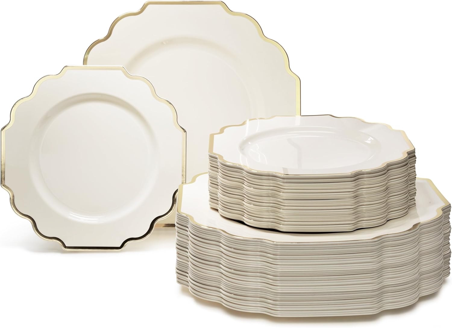 Elegant Heavyweight Disposable Plastic Plates Set for Weddings