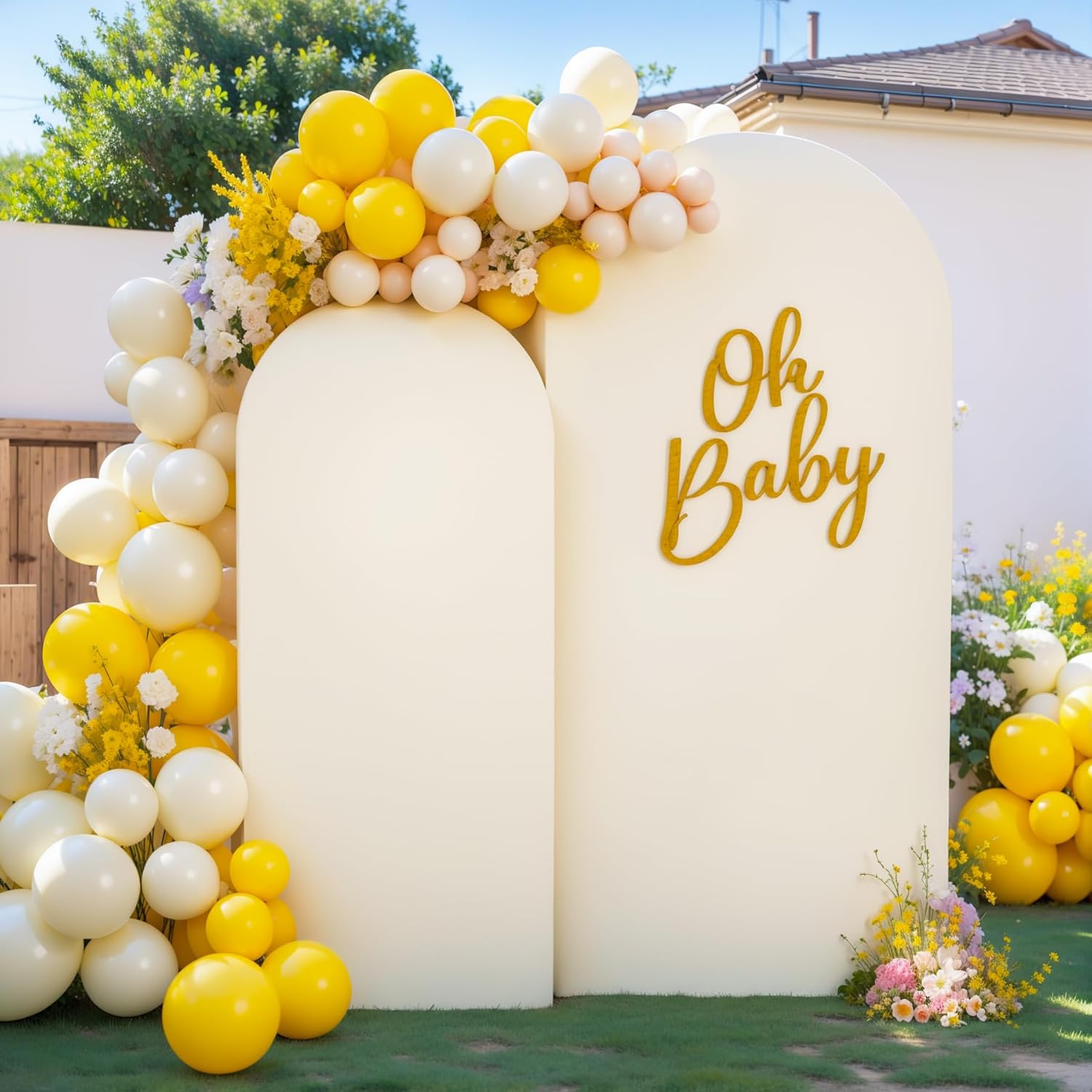 Beige Arch Backdrop Cover Set for Weddings and Parties