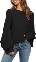 Mafulus Oversized Crewneck Sweater Batwing Puff Sleeve - Cozy Fit