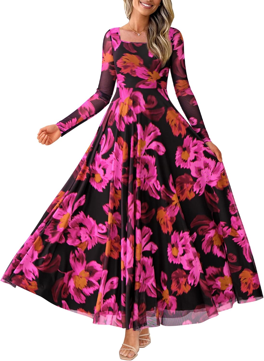 BTFBM Women Maxi Dress for Fall 2025 - Elegant Floral Design