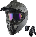 1Storm Adult Motocross Helmet Matt Black Bundle - Comfortable Fit