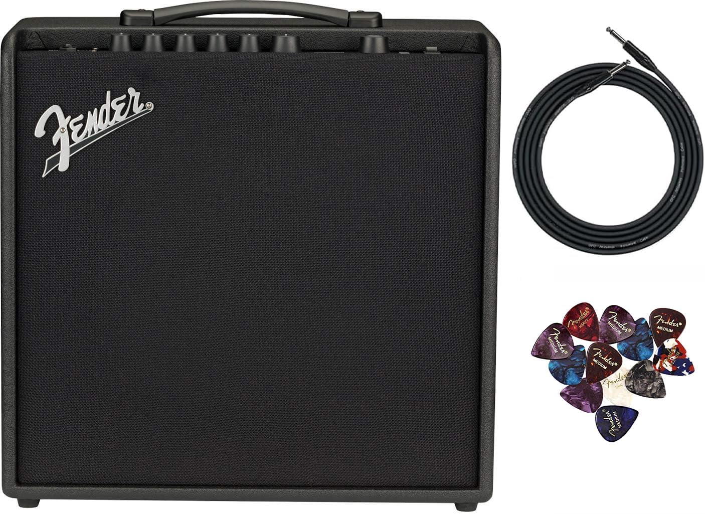 Fender Mustang LT50 Guitar Combo Amplifier Bundle with Picks