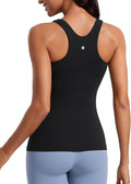 Butterluxe Womens Racerback High Neck Tank Top - Built-In Bra Comfort