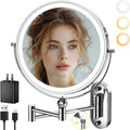 9ft Wall Mounted Lighted Makeup Mirror with 10X/1X - Rechargeable