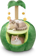 Cat Houses for Indoor Cats - 2-in-1 Coconut Cat Tree & Bed
