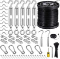 String Light Hanging Kit 250FT Coated Stainless Steel Wire Rope