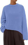 Casual Chunky Crewneck Long Sleeve Oversized Sweater for Women