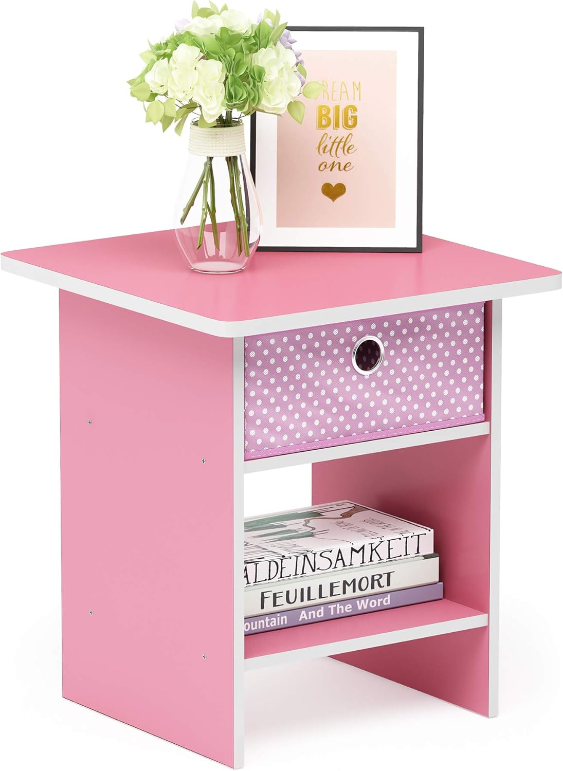 Furinno Dario End Table with Bin Drawer for Small Spaces