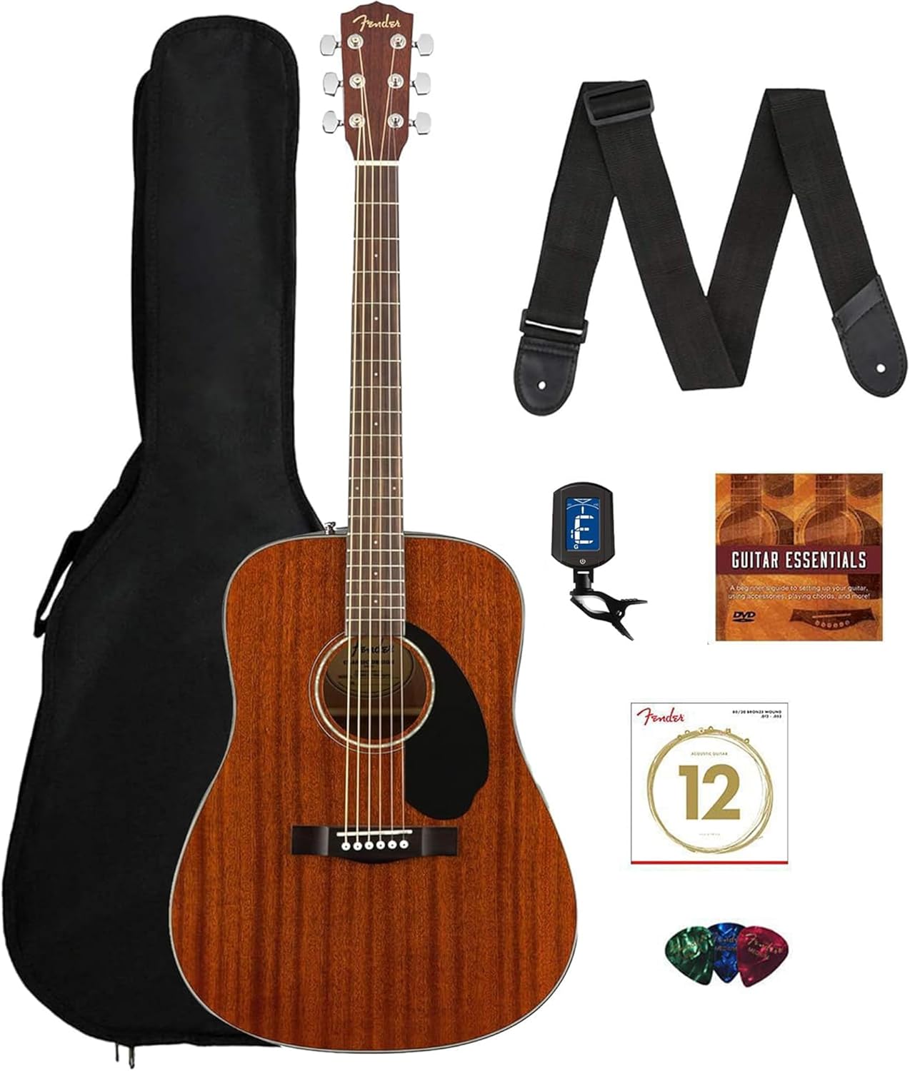 Fender CD-60S All Mahogany Bundle - Everything You Need!