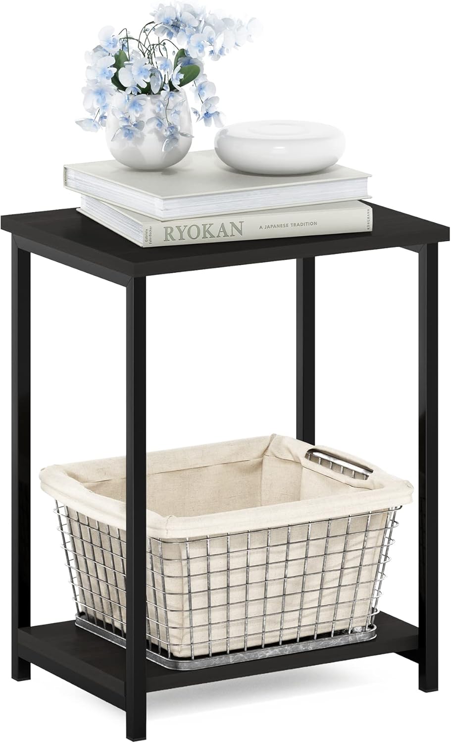 Furinno Simplistic Metal Frame End Table for Rustic Living Spaces