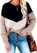 Necooer Womens Color Block Pullover Sweater - Cozy Casual Knit Women's