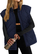 Women's Oversized Puffer Vest Zip Up Stand Collar - Lightweight Warm