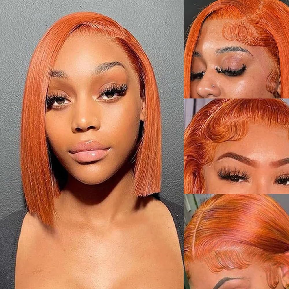 #350 Ginger Orange Bob Wig Human Hair for Stylish Looks
