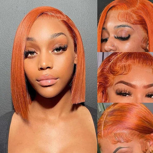 #350 Ginger Orange Bob Wig Human Hair for Stylish Looks