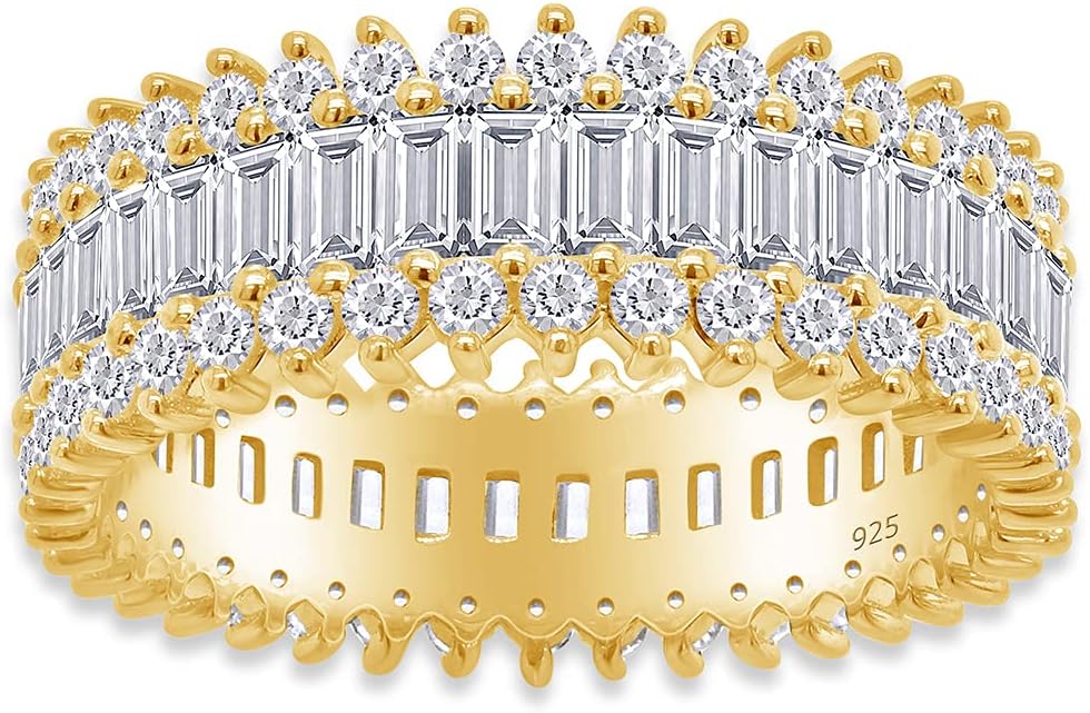 Stunning Round & Baguette Cut White Cubic Zirconia Eternity Band