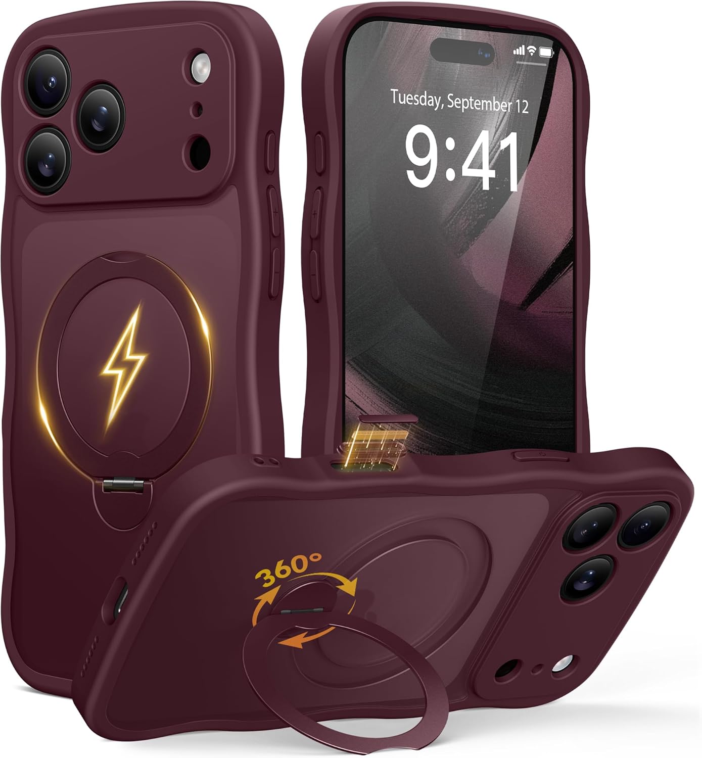 GolbinBox iPhone 17 Pro Case with 360 Spin Magnetic Stand