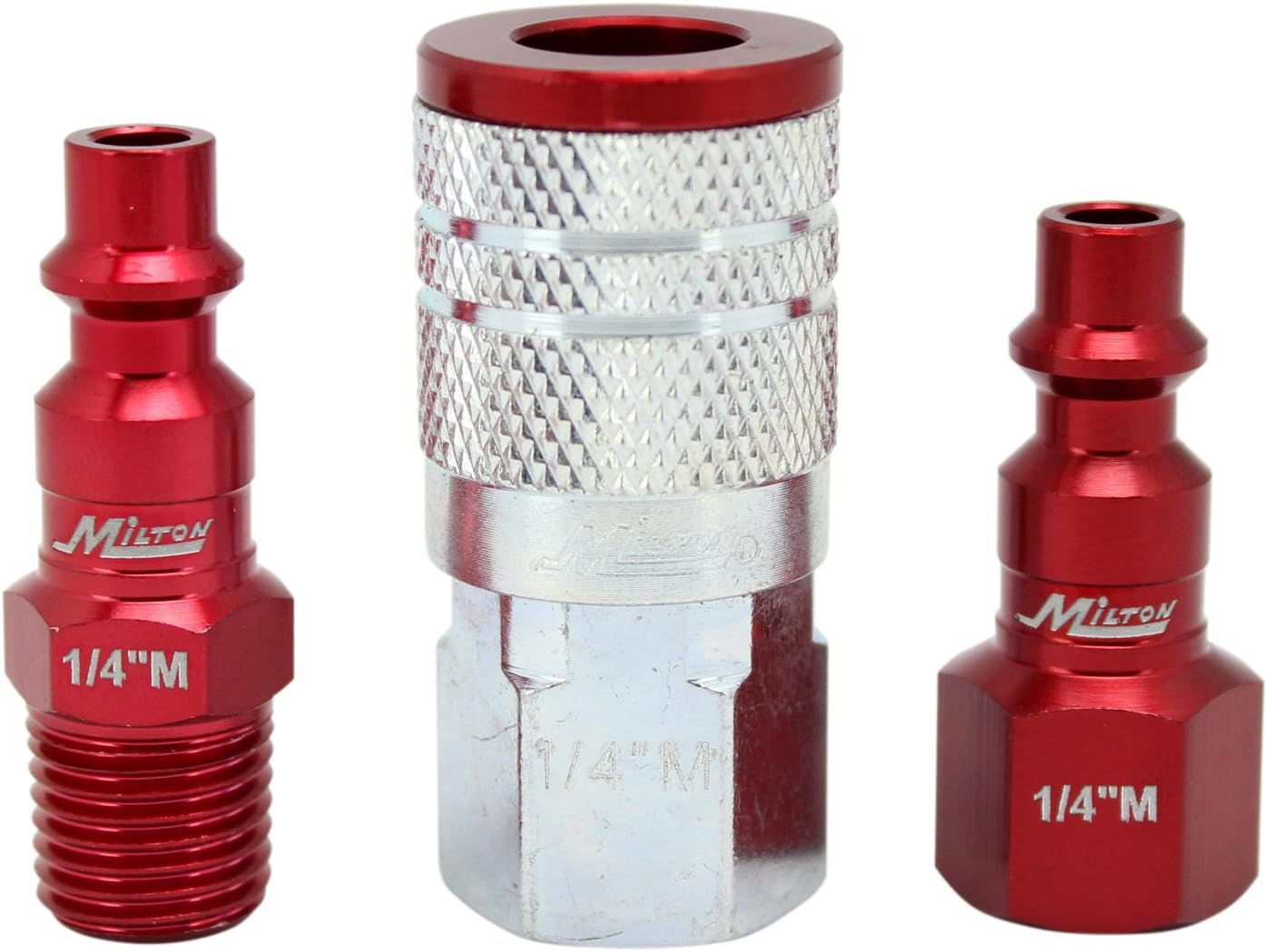 Milton ColorFit Red Coupler & Plug Kit - Quick Connect - 1/4 NPT - 3-Piece Set