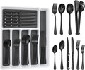 53PCS Black Silverware Set for 8 with Drawer Organizer - Complete