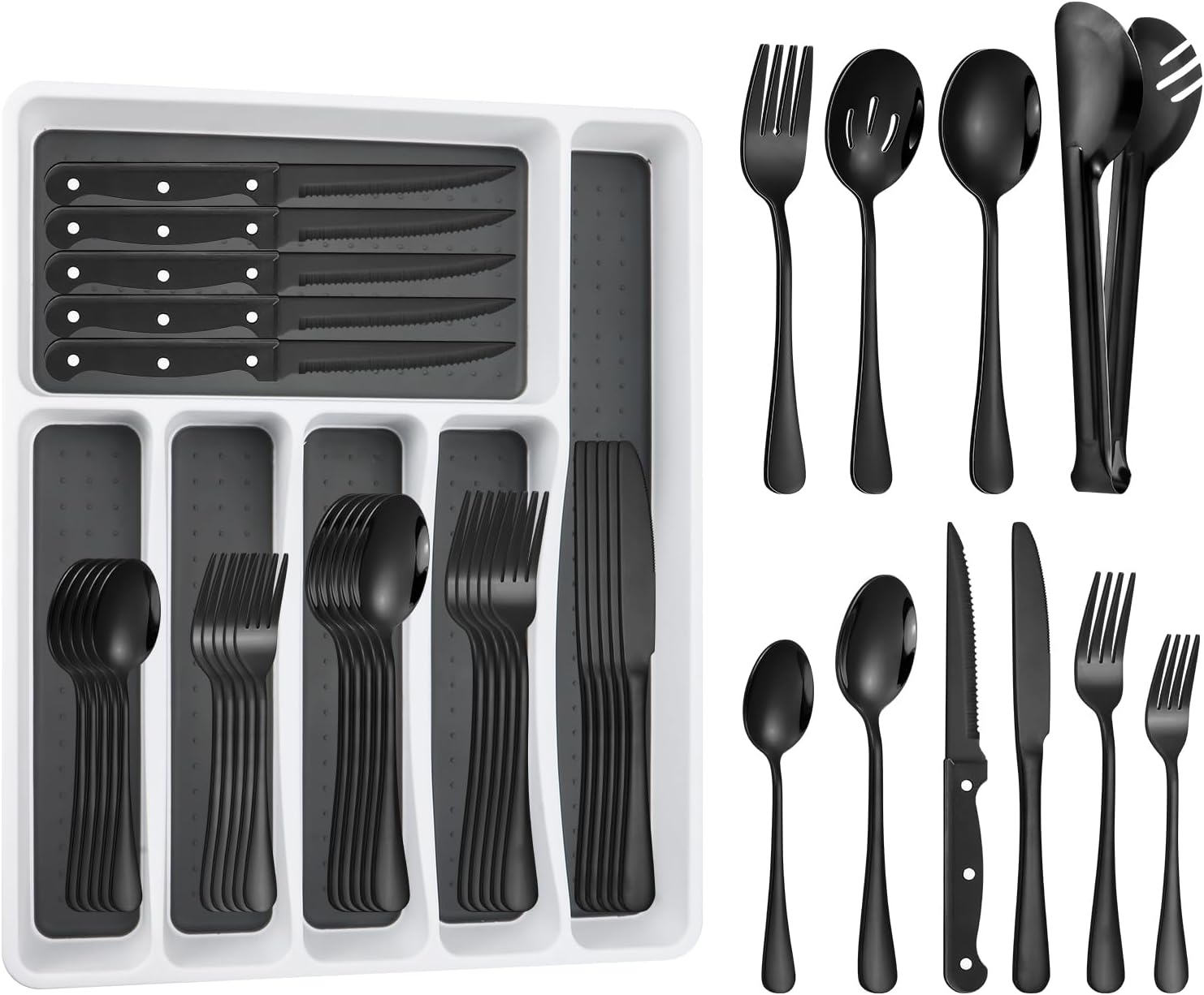 65PCS Silverware Set for 8 with Organizer and Steak Knives