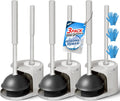 2 in 1 Toilet Brush and Plunger Set - Extended Handle, Compact Design