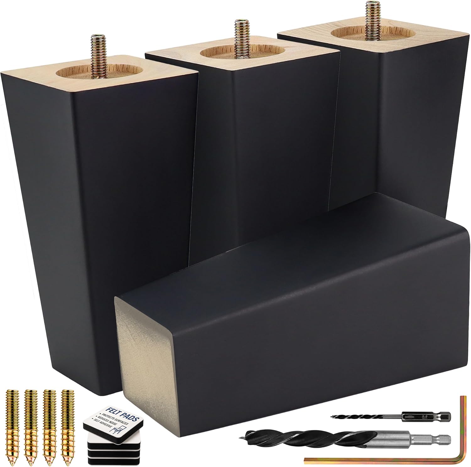 Premium Black Square Furniture Legs for Stylish Home Upgrade