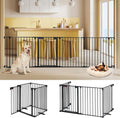 Freestanding Dog Gates with Door Walk Through - Extra Wide 100in Guard