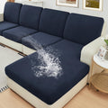 Navy L-Shape Couch Cushion Covers 3-Piece - Thick Velvet Waterproof